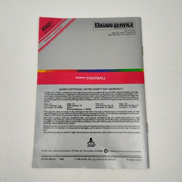 Atari 2600 1987 Vintage Real Sports Football Complete CIB Manual DAMAGED Box - Picture 6 of 14